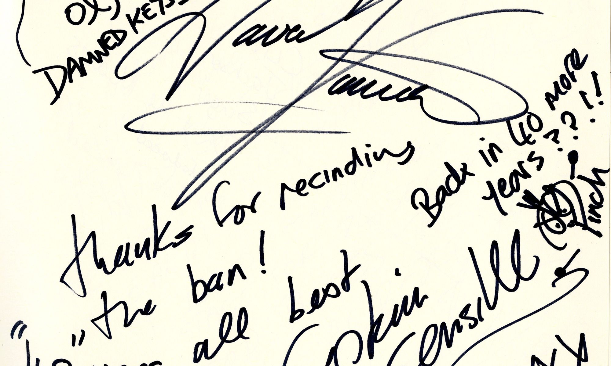 Signed A Razer Note The Damned are denied a chance to perform at the Hall | Royal Albert Hall