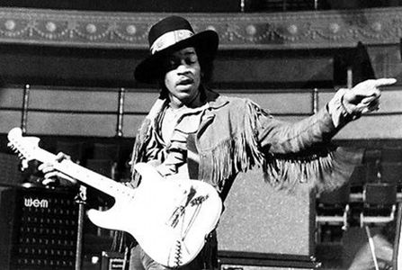 Photograph of Jimi Hendrix at Royal Albert Hall.